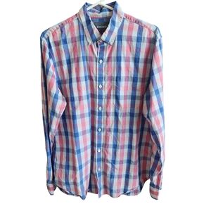 Bonobos Men's Madras Plaid Tailored Slim Fit Preppy Casual Oxford Style Shirt L